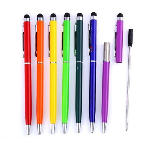 Classic Metal Ballpoint Twist Skinny Pens with Stylus on Top,RP0967,Red River Promos