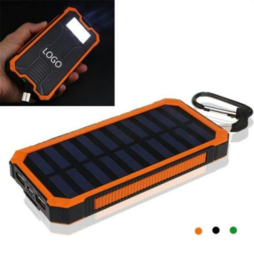Solar Waterproof Power Bank 10,000 mAh With LED Light,RP1721,Red River