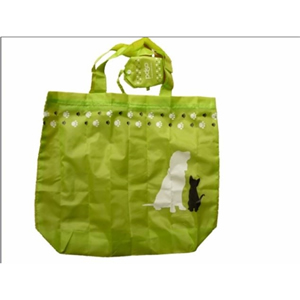 190D Nylon foldable bag with outside pouch