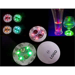 4 LED Light Up Drink Coaster with Adhesive Sticker