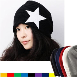 Acrylic Knit Beanies Cap with Bling Star