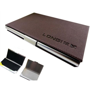 Business Name Card Holder Steel Leather Wrap Case