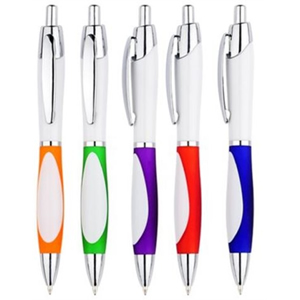 Curved Barrel Ballpoint Pen with Window Grip
