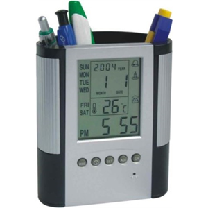 Electronic calendar pen container