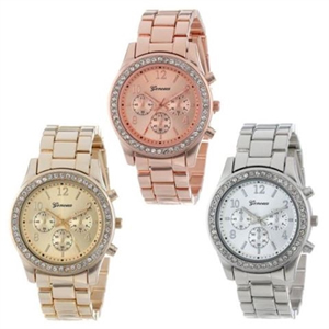 Fashion Luxury Quartz Stainless Steel Gold Female Wristwatch