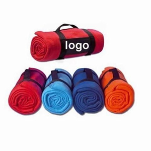 Fleece Blanket with Nylon Carry Strap
