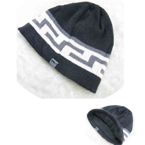Jacquard Knit Beanie With Partial Fleece Lining