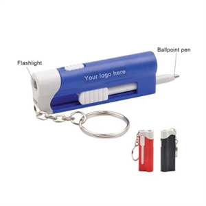 Keychain with Flashlight and Ballpoint Pen