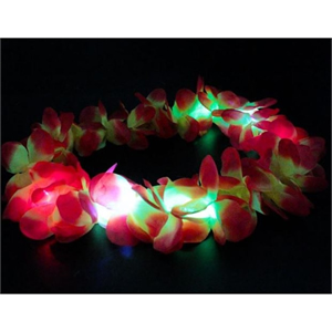 Light Up LED Hawaiian Flower Lei Necklace