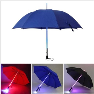 Long-Handle LED Lighted Pongee Fabric Umbrella