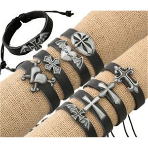 Multi Design Retro Rock Leather Bracelet