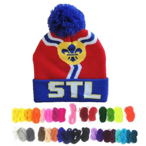 Pom Pom Cuff Beanie With Jacquard Logo