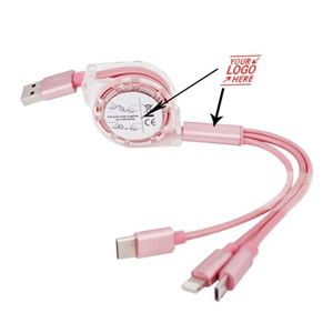 Round Transparent Box 3 - in - 1 Charging Cable