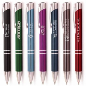 Satin Finish Colored Click Action Metal Pens