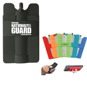 Silicone Credit Card Holder w/Stylus Touch Pen & Phone Stand