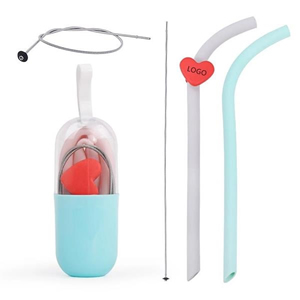 Silicone Drinking Straw With Travel Case