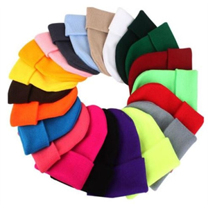 Solid Color Embroidery Knit Beanie