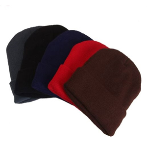 Solid Color Knit Beanie With Cuff