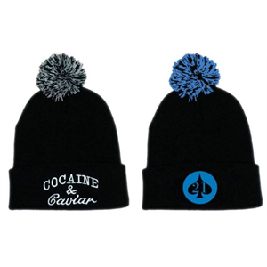 Solid Color Pom Pom Knit Beanie With Cuff