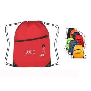 Sports Pack With Front Zipper - Drawstring Bag Backpack