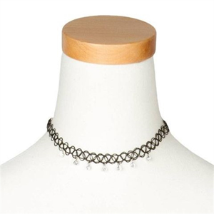 Stretch Tattoo Choker Necklace With Rhinestone